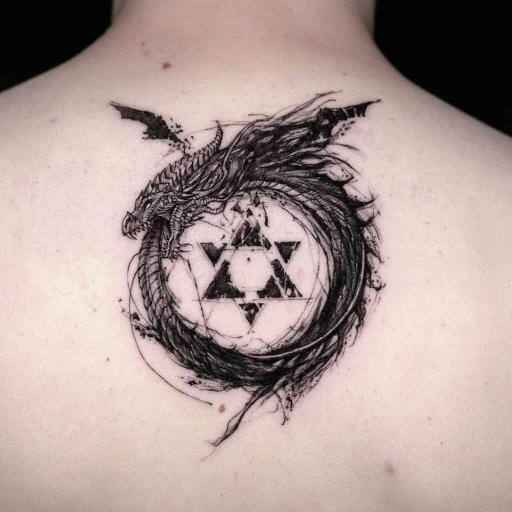 Full Metal Alchemist Ouroboros Symbol back tattoo
