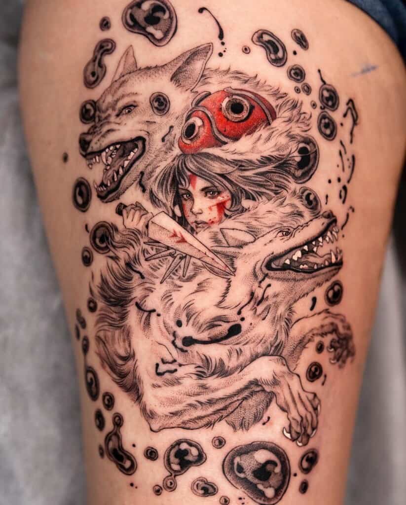 princess mononoke wolf god tattoo