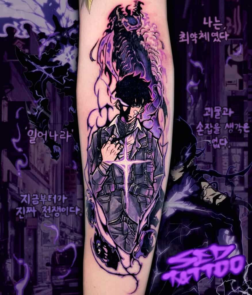 Solo Leveling Sung Jin Woo inner arm tattoo design