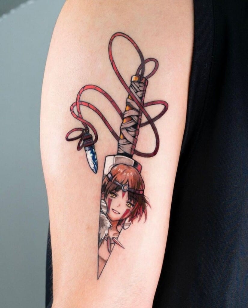 Princess Mononoke's dagger and princess mononoke arm tattoo