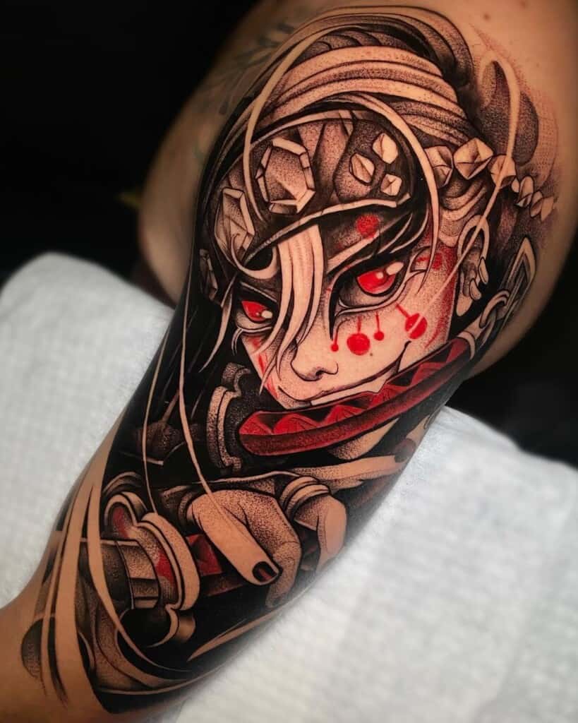 Demon Slayer Tengen Uzui Shoulder tattoo