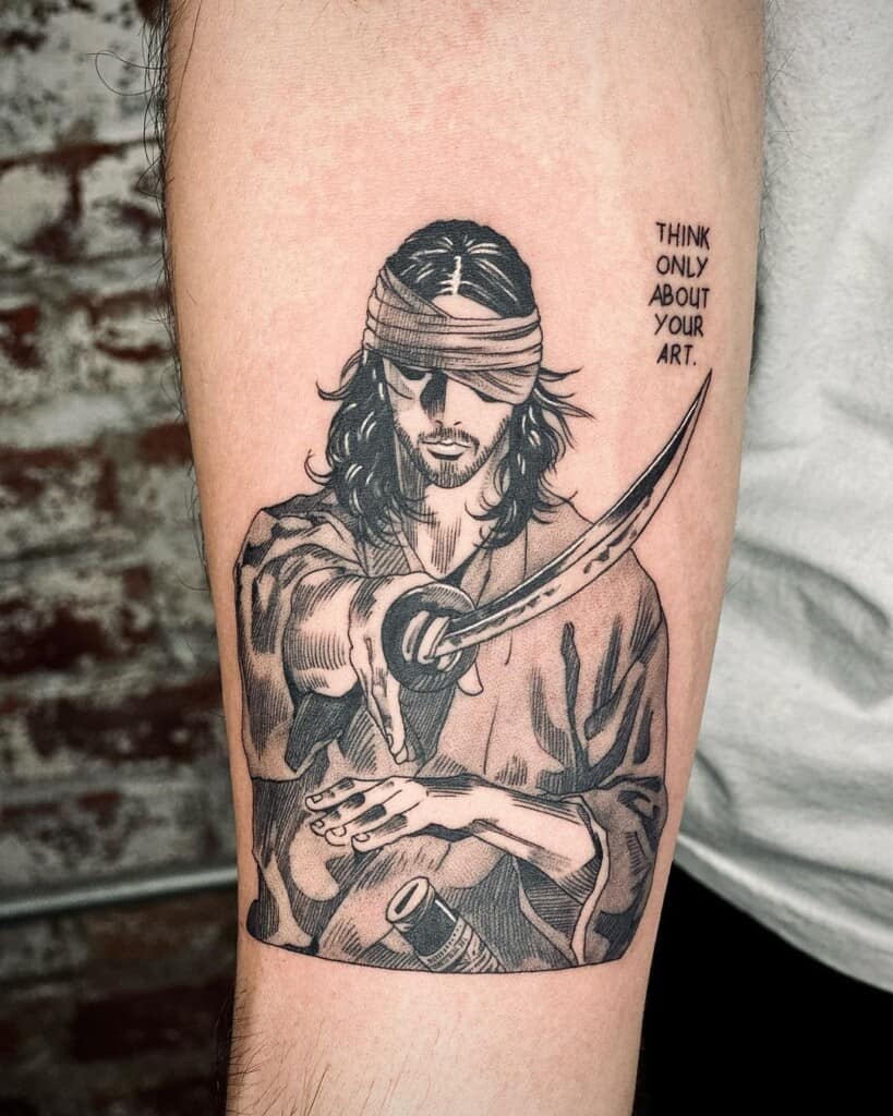 Vagabond Miyamoto Musashi inner arm tattoo