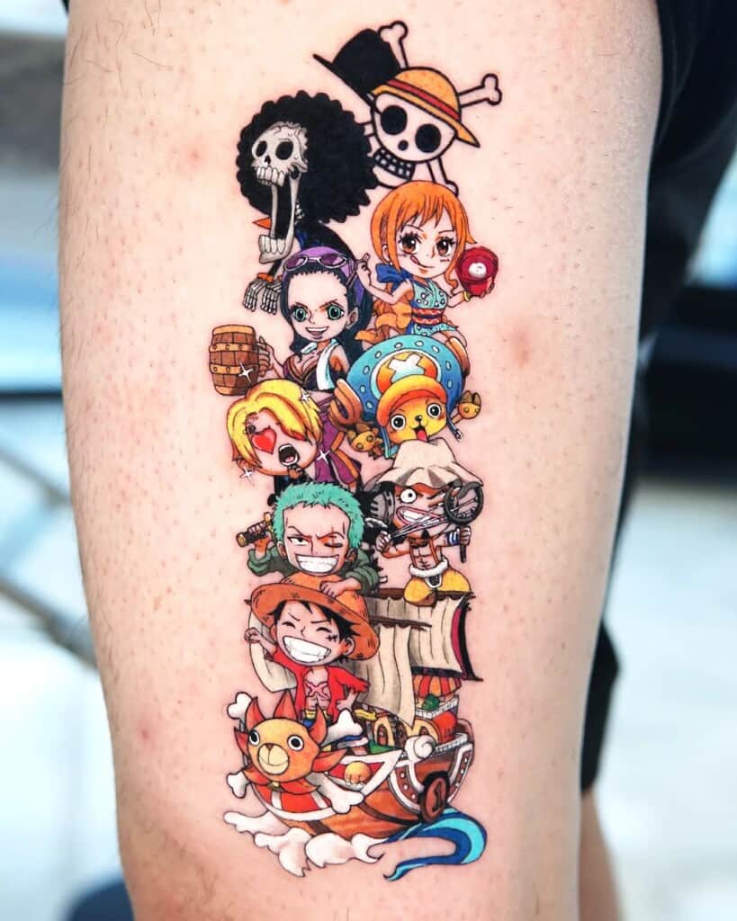 One Piece best character's  thigh tattoo design
