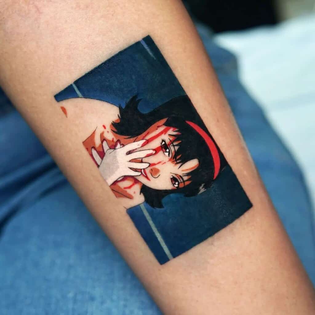 Inner arm tattoo design of Mima Kirigoe from the anime Perfect Blue