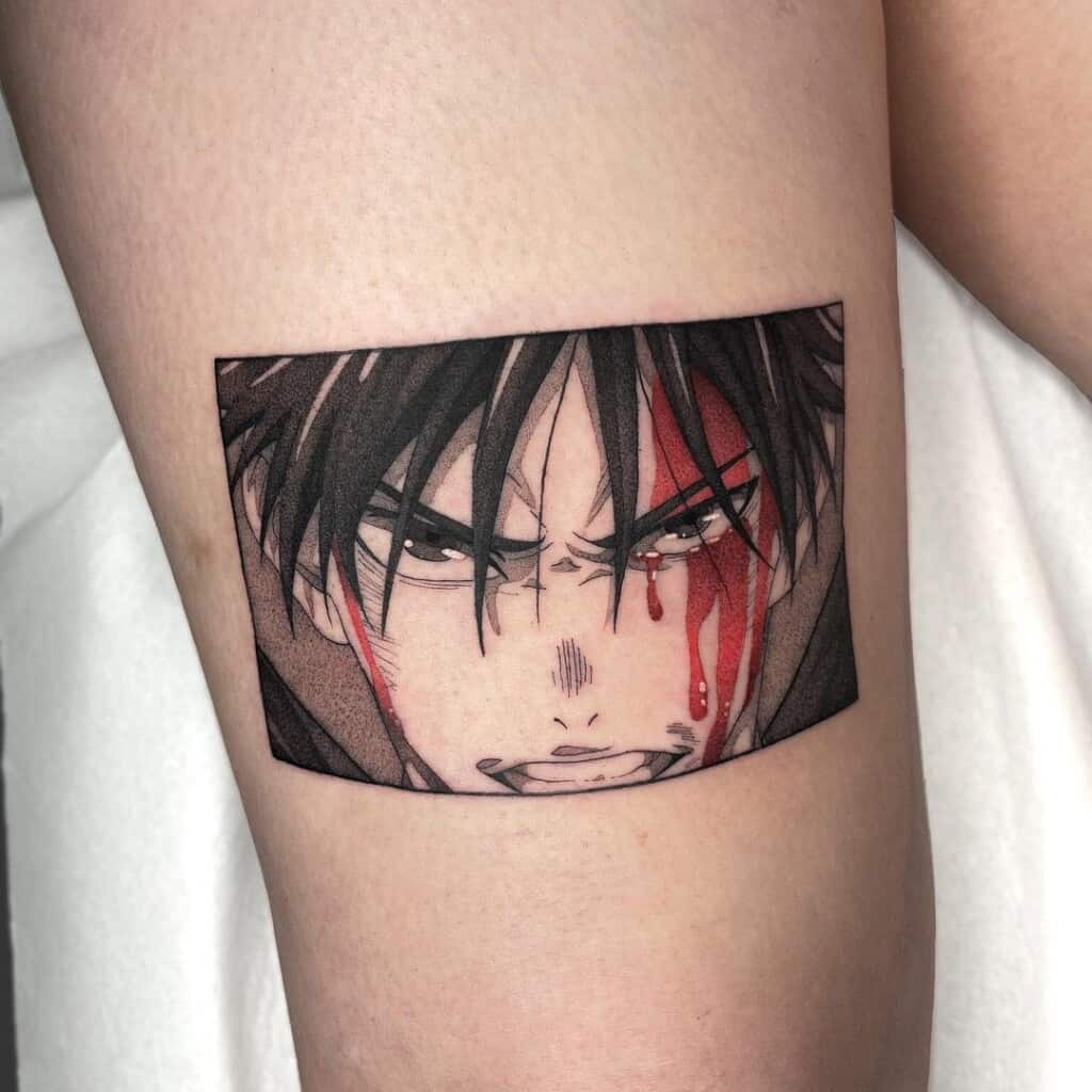 Megumi Fushiguro Jujutsu Kaisen calf tattoo design