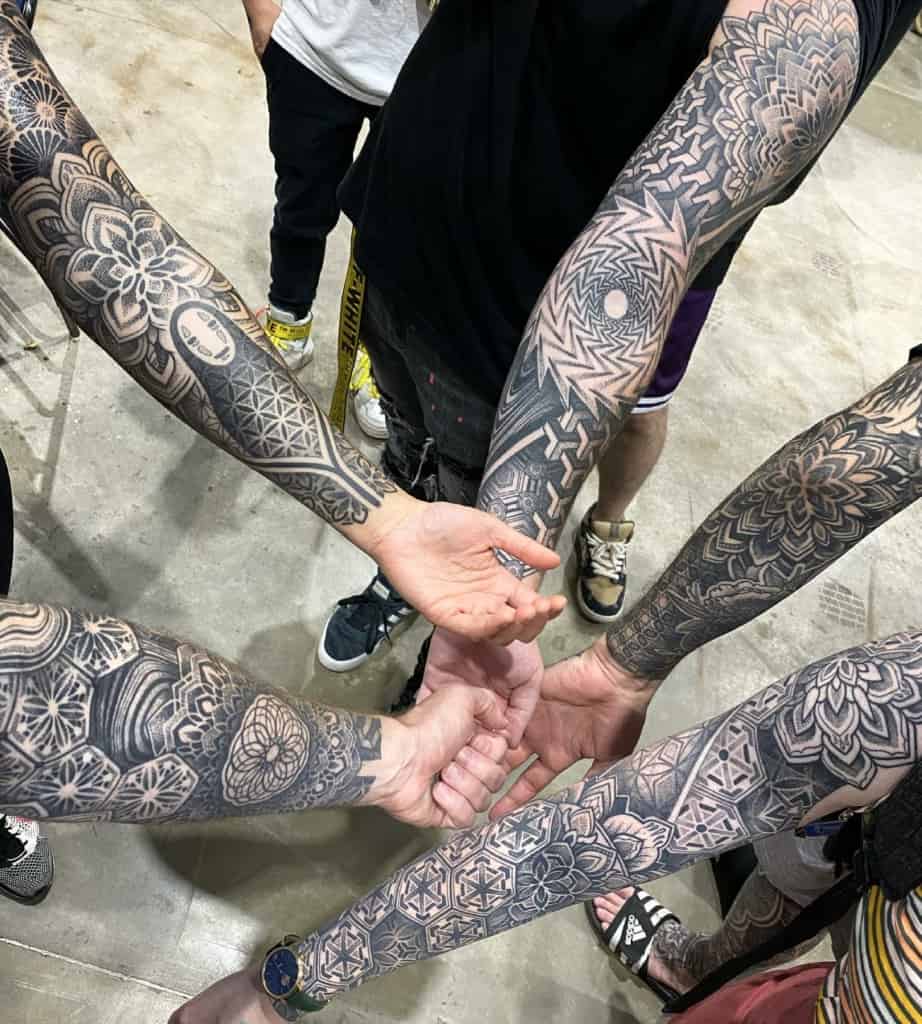 5 different sleeve sacred geometry tattoo