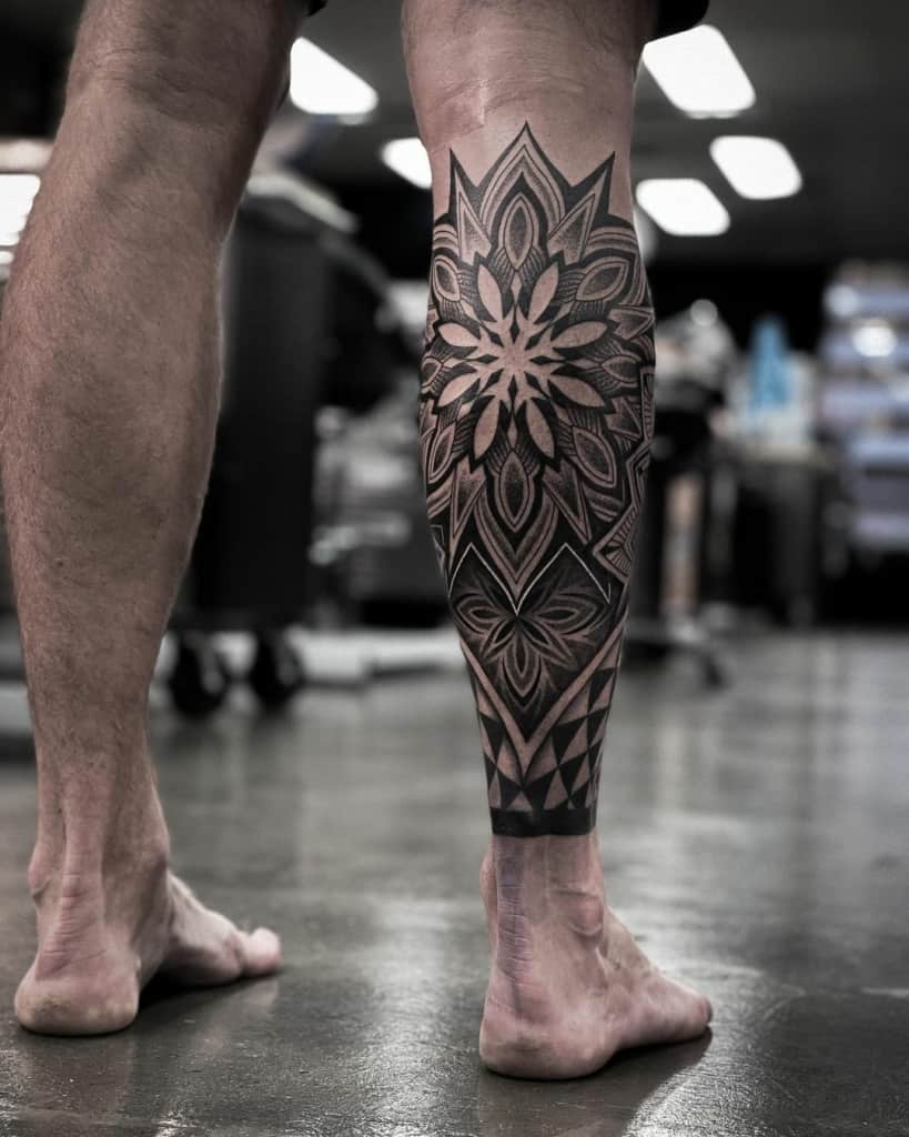Sacred geometry calf tattoo