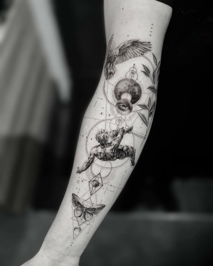 Fall of Icarus sacred geometry tattoo