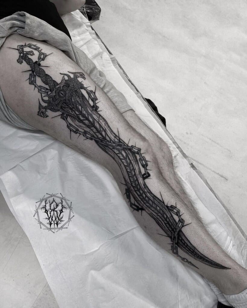 Organic Ink Tattoo - Dan did this sword the other week. Call the shop to  set up a consultation 203-939-9898 #tattoo #tattoos #tattoosleeve # swordtattoo #armtattoo #sleeve #sleevetattoo #tat #tats #realistictattoo  #realistictattoos #naturetattoo #