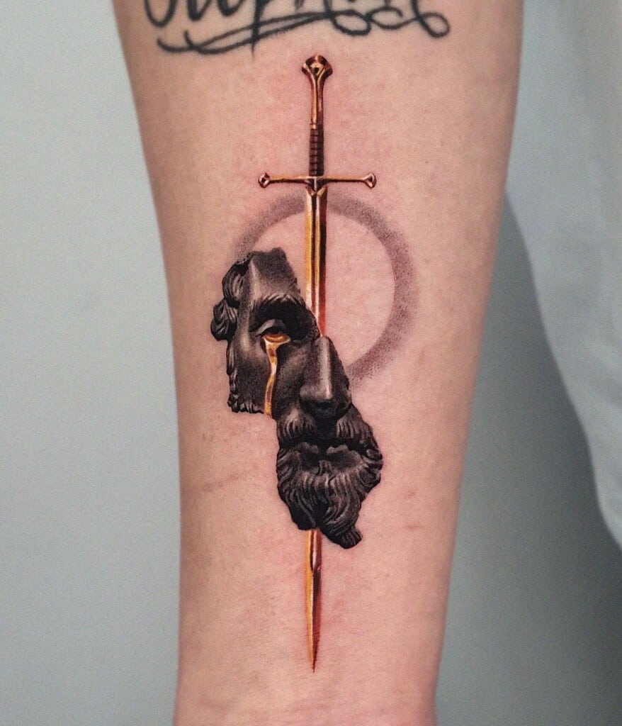 Sword tattoo by Yash @inkspiredyash @skinmachinetattoo . #swordtattoo  #inked #skinmachinetattoo #art #finework | Instagram