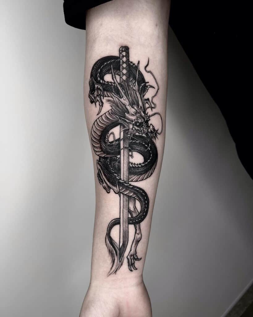 dragon around sword tattooTikTok Search