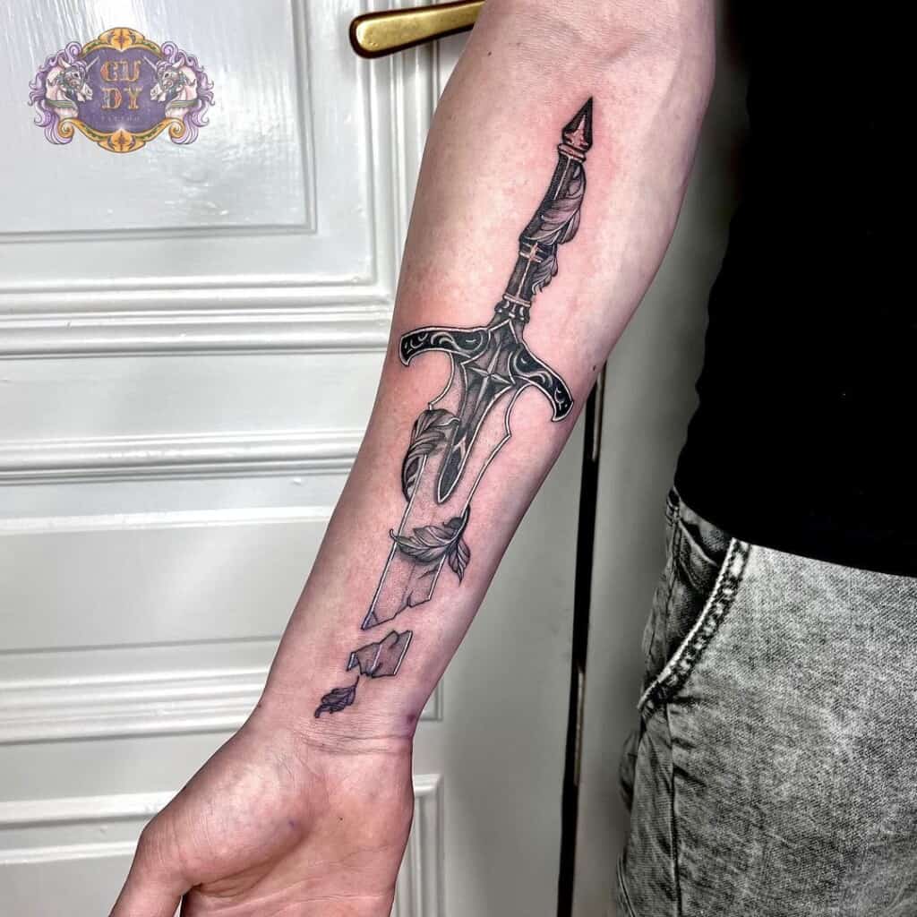 Amazing Sword Tattoo On Forearm By Dr Woo