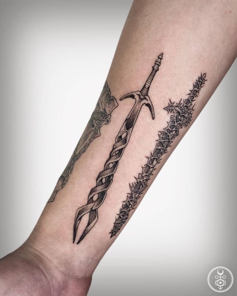 SIMPLY INKED Mythical Sword Temporary Tattoo, Designer Tattoo for Girls  Boys Men Women waterproof Sticker Size: 2.5 X 4 inch 1pc. l Black l 2g :  Amazon.in: Beauty